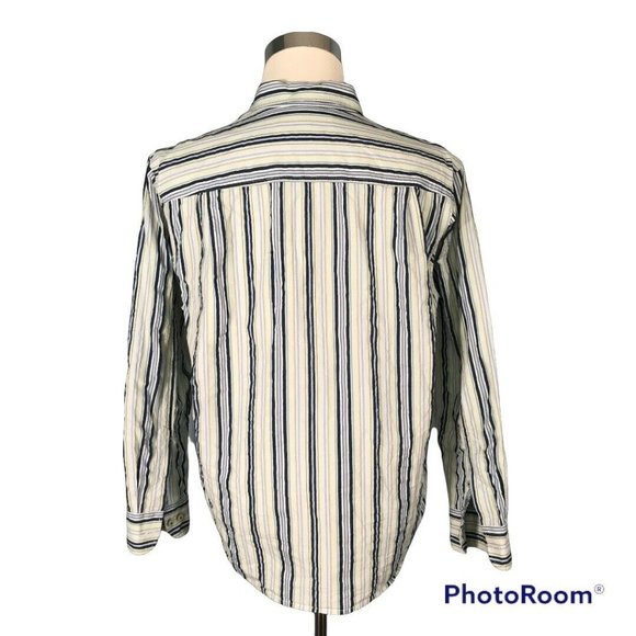 Tommy Bahama Men's Shirt XL Extra Large Cotton Silk Striped Blue Green - Picture 2 of 12